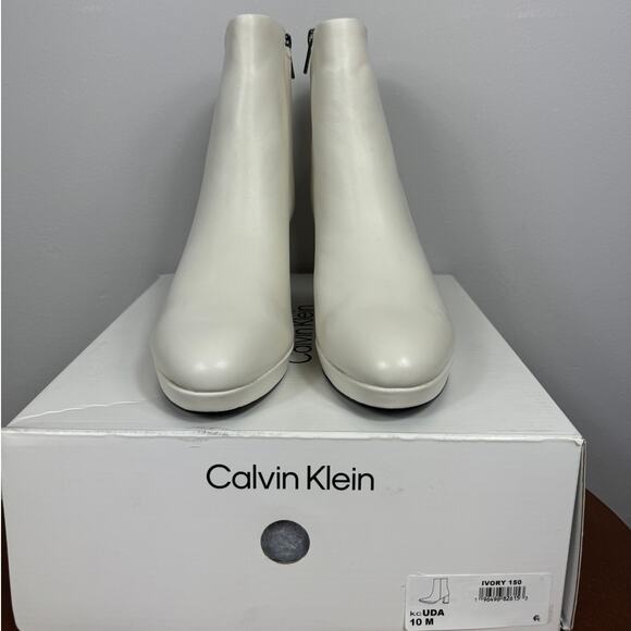 New Calvin Klein Uda Bootie in Ivory Leather Women's Size 10 - Picture 9 of 9